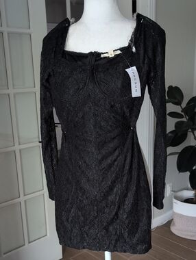 NWT PacSun LA Hearts Black Lace Long-Sleeve Mini Dress XS